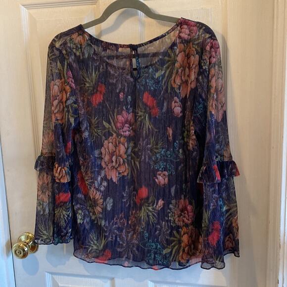 Eva Franco women’s size small floral print long sleeve sheer top - Picture 6 of 6